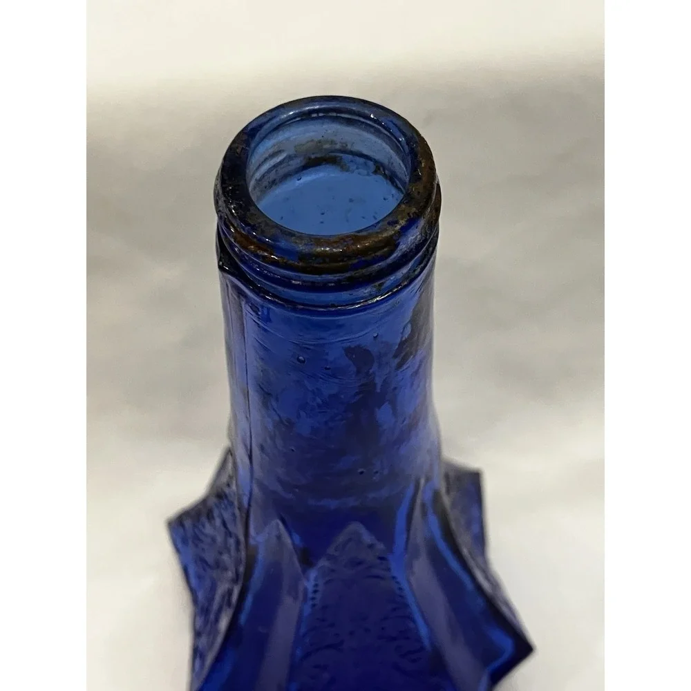 VTG Scandinavian Style Single Cobalt Blue Pressed Glass Bottle Shaker No Lid